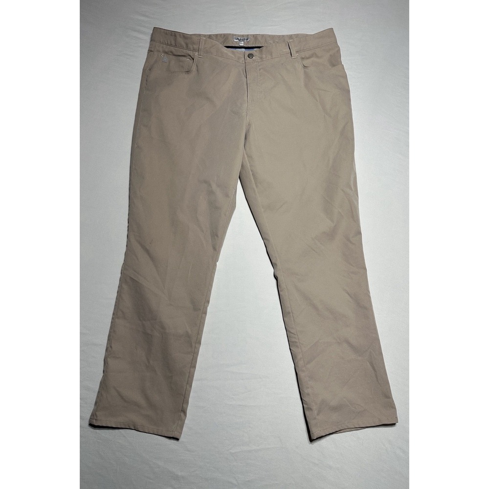 Peter Millar Golf Pants Stretch Flat Front Khaki Beige Mens 42x30